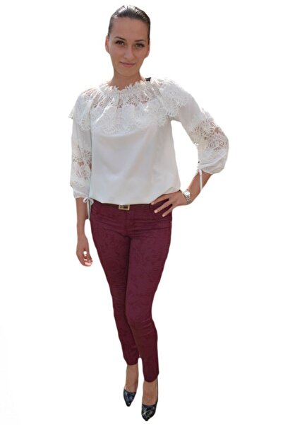 OEM Pantalon casual de vara, nuanta de mov cu imprimeu floral