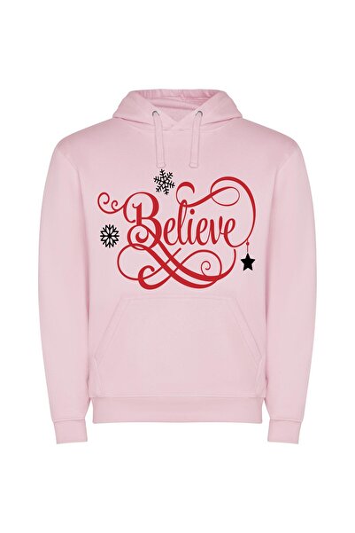 iLovePrints Festive Snowflake Stardom! Φούτερ με κουκούλα σε χρώμα Ροζ