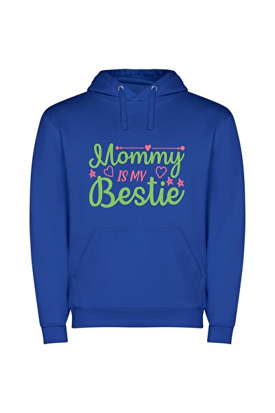 iLovePrints Mommies' Colorful Love Bond Φούτερ με κουκούλα σε χρώμα Μπλε