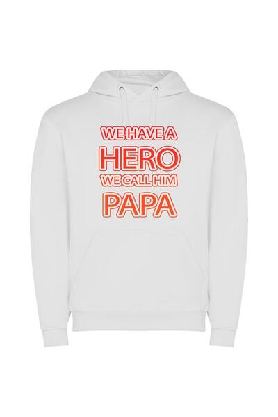 iLovePrints Papa: The Bapu's Inspiration Φούτερ με κουκούλα σε χρώμα Λευκό