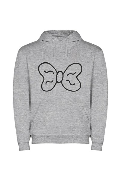 iLovePrints Bow Artistry: Black & White Φούτερ με κουκούλα σε χρώμα Γκρι