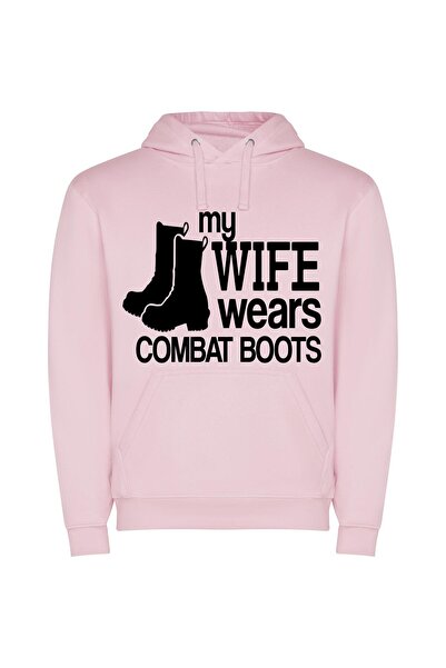 iLovePrints Bold in Combat Boots Φούτερ με κουκούλα σε χρώμα Ροζ