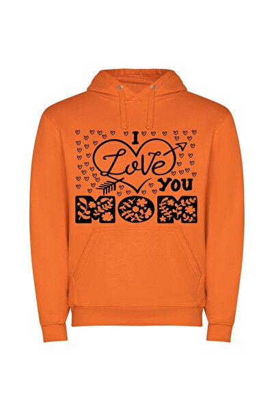 iLovePrints Monochrome Mama Love Φούτερ με κουκούλα σε χρώμα Πορτοκαλί