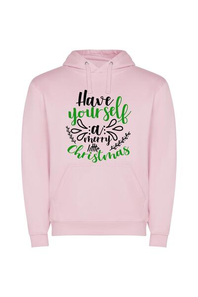 iLovePrints Merry Little Christmas Bliss Φούτερ με κουκούλα σε χρώμα Ροζ