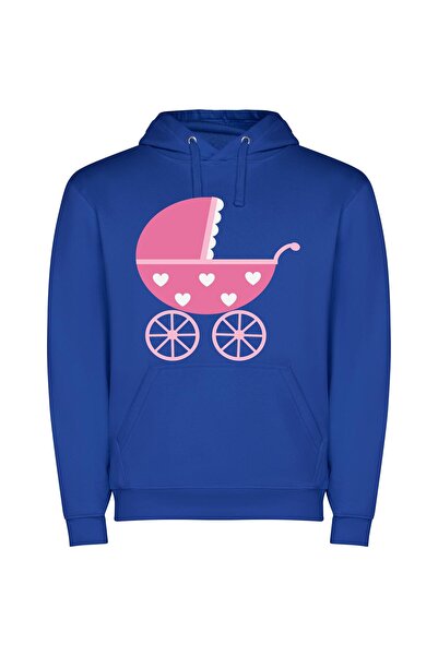 iLovePrints Charming Heart-Studded Baby Carriage Φούτερ με κουκούλα σε χρώμα ...
