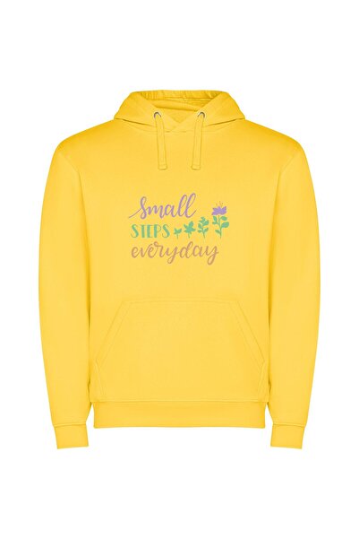 iLovePrints Delicate Daily Progress Φούτερ με κουκούλα σε χρώμα Κίτρινο