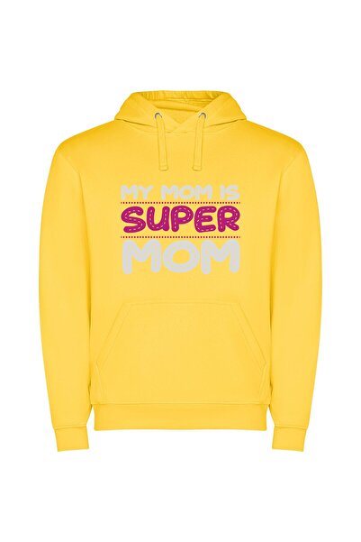iLovePrints Superb Mom, Forever Wonder Φούτερ με κουκούλα σε χρώμα Κίτρινο