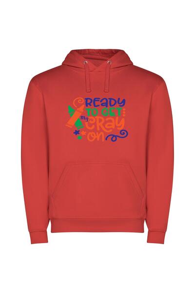 iLovePrints Creative Crayon Delight Φούτερ με κουκούλα σε χρώμα Κόκκινο