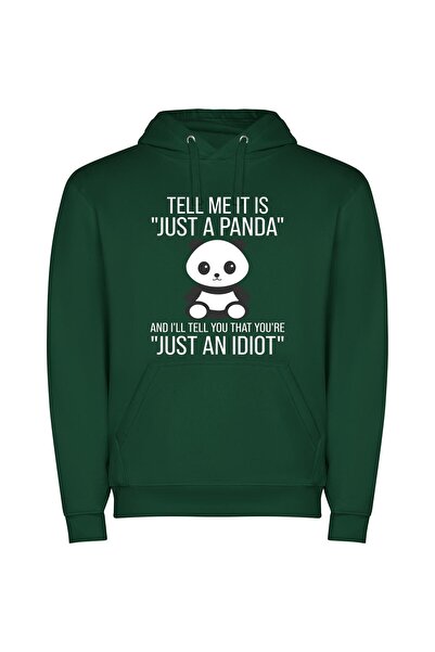 iLovePrints Charming Monochrome Panda Φούτερ με κουκούλα σε χρώμα Πράσινο