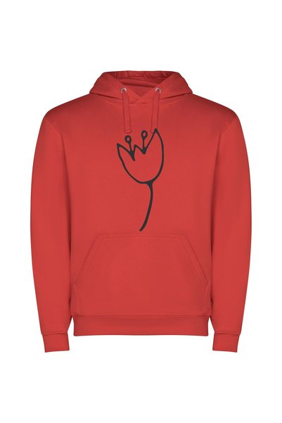 iLovePrints Ink Blossom Silhouette Φούτερ με κουκούλα σε χρώμα Κόκκινο