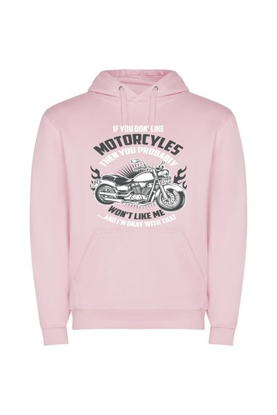 iLovePrints Monochrome Moto Masterpiece Φούτερ με κουκούλα σε χρώμα Ροζ