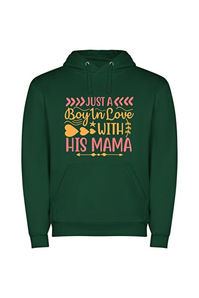 iLovePrints Devoted Mama's Boy Φούτερ με κουκούλα σε χρώμα Πράσινο