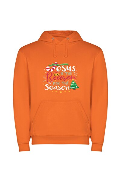 iLovePrints Holy Season Greetings Φούτερ με κουκούλα σε χρώμα Πορτοκαλί