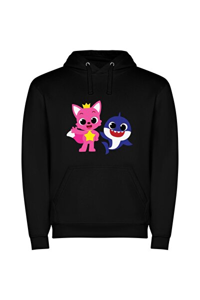 iLovePrints Cartoon Animal Fiesta Φούτερ με κουκούλα σε χρώμα Μαύρο