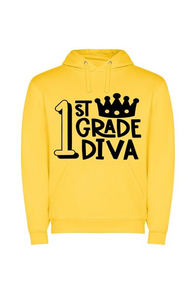 iLovePrints Monochrome Grade Diva Φούτερ με κουκούλα σε χρώμα Κίτρινο