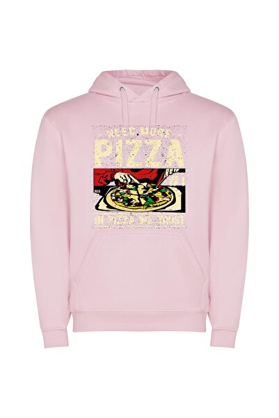 iLovePrints Pizza Passion Unleashed Φούτερ με κουκούλα σε χρώμα Ροζ
