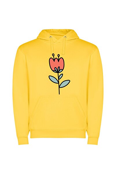 iLovePrints Serene Floral Harmony Φούτερ με κουκούλα σε χρώμα Κίτρινο