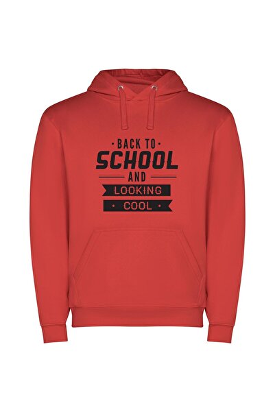 iLovePrints Chic Back-to-School Style Φούτερ με κουκούλα σε χρώμα Κόκκινο