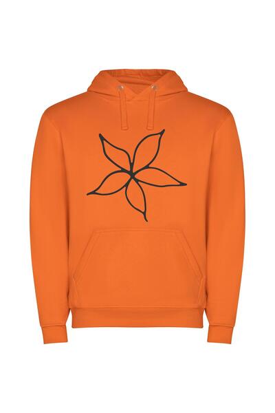 iLovePrints Monochrome Blossom Sketch Φούτερ με κουκούλα σε χρώμα Πορτοκαλί