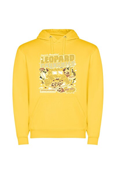 iLovePrints Feline Feast Fantasia Φούτερ με κουκούλα σε χρώμα Κίτρινο