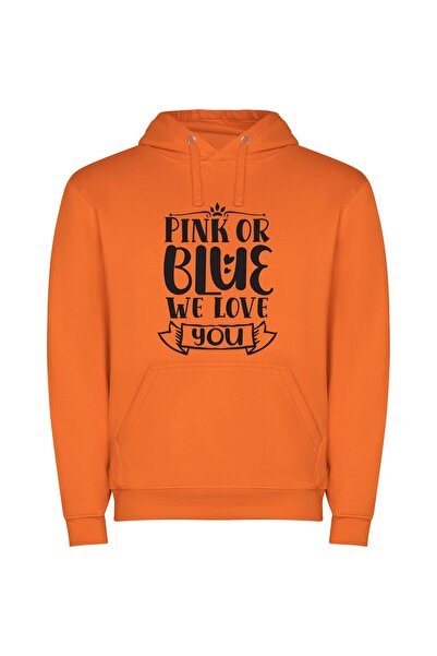 iLovePrints Fancy Love in Colors Φούτερ με κουκούλα σε χρώμα Πορτοκαλί
