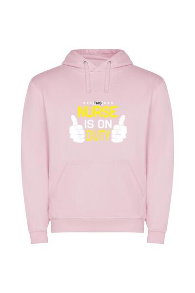 iLovePrints Vibrant Nurse Duty Sign Φούτερ με κουκούλα σε χρώμα Ροζ