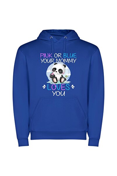 iLovePrints Panda Love in Colors Φούτερ με κουκούλα σε χρώμα Μπλε