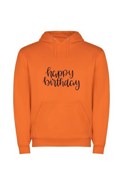 iLovePrints Classic Birthday Calligraphy Φούτερ με κουκούλα σε χρώμα Πορτοκαλί
