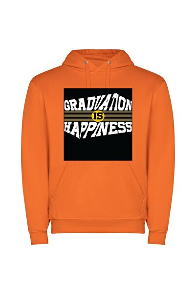 iLovePrints Joyful 2023 Graduation Design Φούτερ με κουκούλα σε χρώμα Πορτοκαλί