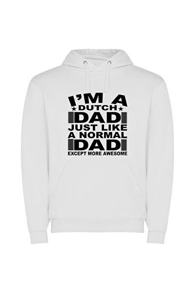 iLovePrints Dutch Awesome Dad Chronicles Φούτερ με κουκούλα σε χρώμα Λευκό