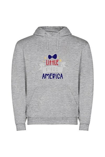 iLovePrints Patriotic Miss USA Bow Φούτερ με κουκούλα σε χρώμα Γκρι