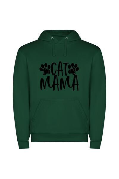iLovePrints Purrfect Cat Logo Design Φούτερ με κουκούλα σε χρώμα Πράσινο