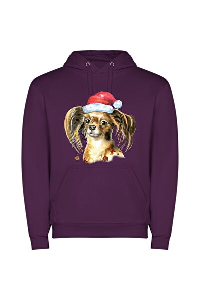 iLovePrints Santa's Toy Terrier Φούτερ με κουκούλα σε χρώμα Μωβ