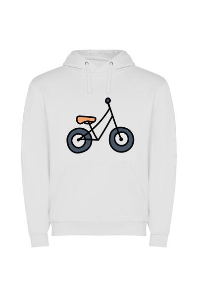 iLovePrints Classic Monochrome Bicycles Φούτερ με κουκούλα σε χρώμα Λευκό