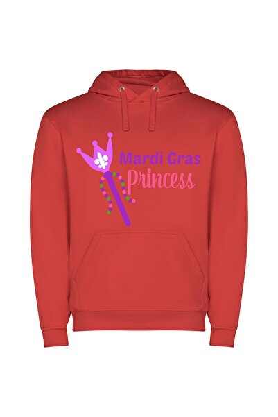 iLovePrints Regal Mardi Gras Princess Φούτερ με κουκούλα σε χρώμα Κόκκινο