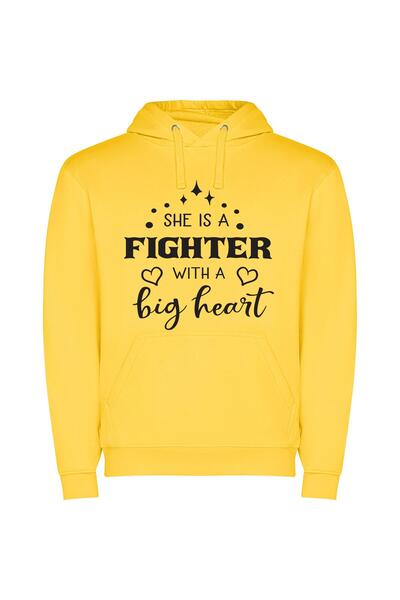 iLovePrints Brave Heart Fighter Φούτερ με κουκούλα σε χρώμα Κίτρινο