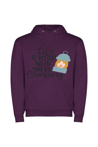 iLovePrints Camp Life Bliss Φούτερ με κουκούλα σε χρώμα Μωβ
