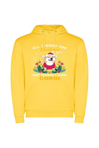 iLovePrints Festive Furry Friends: Corgi, Fox, Shiba Φούτερ με κουκούλα σε χρ...