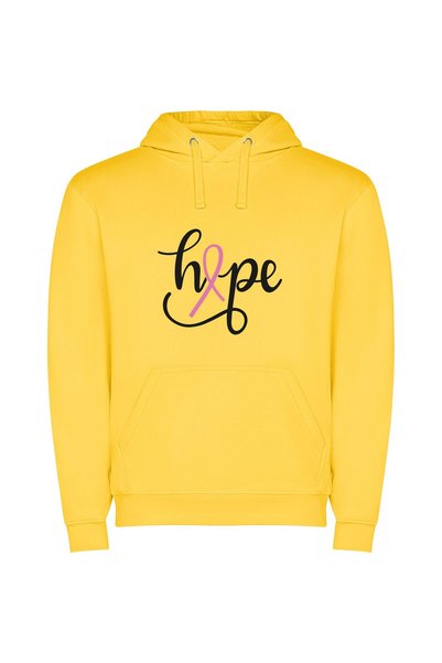 iLovePrints Pink Ribbon Hopeful Expression Φούτερ με κουκούλα σε χρώμα Κίτρινο