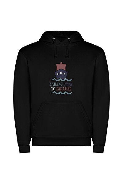 iLovePrints Seafaring Paradise Escape Φούτερ με κουκούλα σε χρώμα Μαύρο