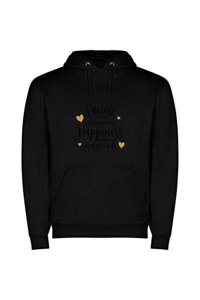 iLovePrints Success & Happiness Achieved Φούτερ με κουκούλα σε χρώμα Μαύρο