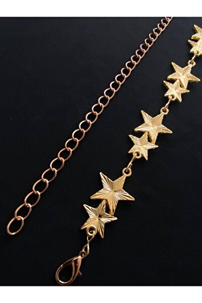 ARLIVA Double Star Detailed Gold Plated Dress Belt, Jacket Belt, Trouser Belt