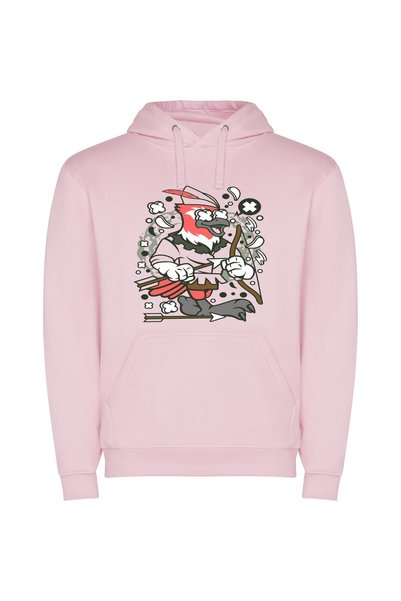 iLovePrints Avian Warrior Mascot Φούτερ με κουκούλα σε χρώμα Ροζ