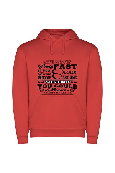 iLovePrints Graphic Monochrome Street Jive Φούτερ με κουκούλα σε χρώμα Κόκκινο