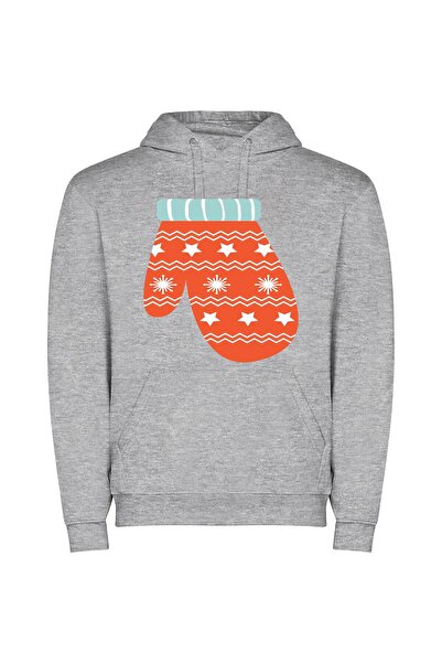 iLovePrints Starry Snowflake Mitten Φούτερ με κουκούλα σε χρώμα Γκρι