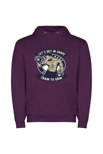 iLovePrints Muscle Maestro: Train to Gain! Φούτερ με κουκούλα σε χρώμα Μωβ
