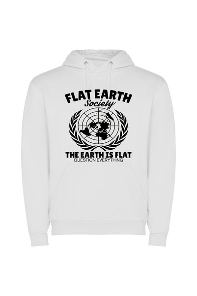iLovePrints Flat Earth Art Society Φούτερ με κουκούλα σε χρώμα Λευκό