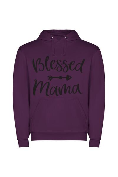 iLovePrints Blessed Mama's Sacred SVG Φούτερ με κουκούλα σε χρώμα Μωβ