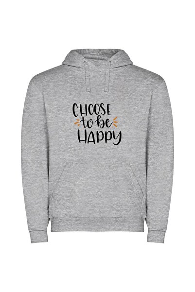 iLovePrints Happiness in White Φούτερ με κουκούλα σε χρώμα Γκρι