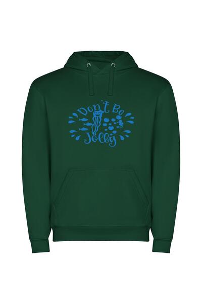 iLovePrints Blue Jelly Sea Φούτερ με κουκούλα σε χρώμα Πράσινο